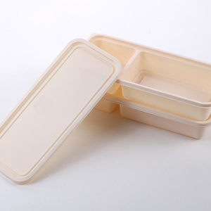 Emballage à 2 compartiments boîte à lunch biodégradable avec couvercle récipient alimentaire biodégradable jetable - Product Image 1