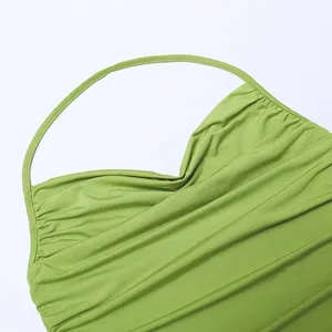 Top Corto de Verano Personalizado, Sexy, de Color Sólido, Transpirable, de Poliéster, Casual, con Cuello en V, Sin Mangas, Espalda Descubierta, para Mujer - Product Image 5