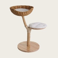 Arbre à chat pliable moderne de luxe de 15 pouces de haut, 1 niveau, durable, pour grimper à l'intérieur, en bois, sisal, papier, matériau à gratter