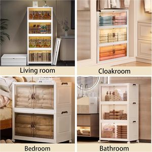 Quick Collapsible Foldable Aluminum Storage Box Wheels Double Tier Modern Design for Bathroom <b>Tools</b> <b>Toy</b> Food Storage Container - Product Image 3