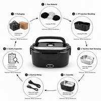 Boîte à lunch chauffante électrique portable en acier inoxydable 304 avec compatibilité 12V/24V/110V et contrôle électronique