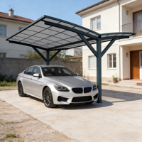 Abri de voiture simple en aluminium, imperméable, avec toit arqué extérieur et garage en polycarbonate résistant aux UV