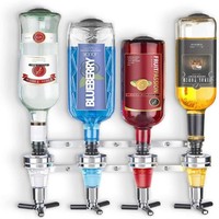 Accessoires pour restaurant, café, bar : Distributeur de vin et de spiritueux mural en métal pour 4 bouteilles