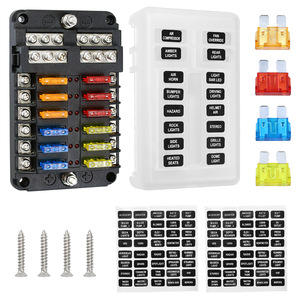Boîte à fusibles automobile 12 voies avec bornes positives et négatives, support à vis pour voitures, camions, bateaux, yachts - Product Image 1