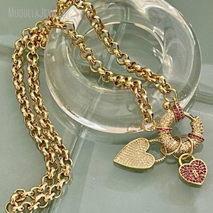 NM51603 <span class=keywords><strong>collana</strong></span> a catena placcata in oro alla moda <span class=keywords><strong>gioielli</strong></span> da donna regali di zirconi cubici con ciondoli a forma di cuore - Product Image 5