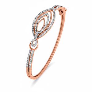 Beautiful 14K Solid Rose Gold Round Brilliant Cut Real Natural Diamond Vintage Fashion <b>Bangle</b> <b>Bracelet</b> Elegant Jewelry - Product Image 2