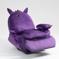 Canapé de jeu griffes usine originale violet velours tissu diable bouton électrique canapé de jeu inclinable avec repose-pieds rétractable