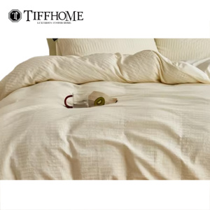 Ánh Sáng Màu Vàng Tinh Khiết Bong Bóng Gạc Bốn Mảnh Tấm Ga Giường Đặt Siêu Mềm Da Thân Thiện Duvet Bìa Bộ Đồ Giường Phong Cách Hiện Đại - Product Image 3