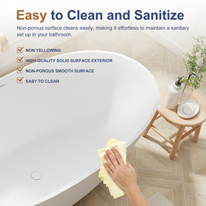 Maydon, elegante, blanco mate, moderno, independiente, bañera, superficie sólida, bañera ovalada, piedra Artificial para diseño de baño de moda - Product Image 6