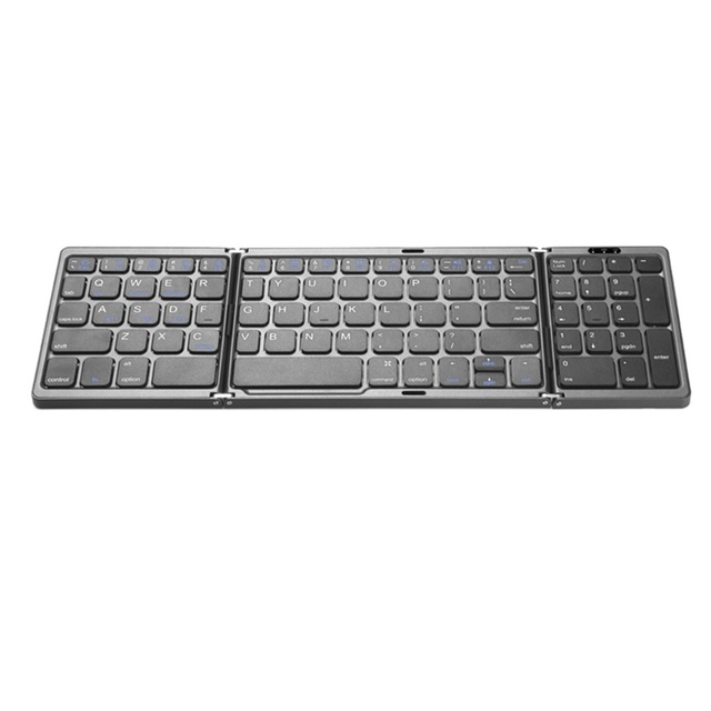 Tri-fold Portable Wireless Folding Keyboard Multi-System Compatibility Universal for Tablets Smartphones & Laptops