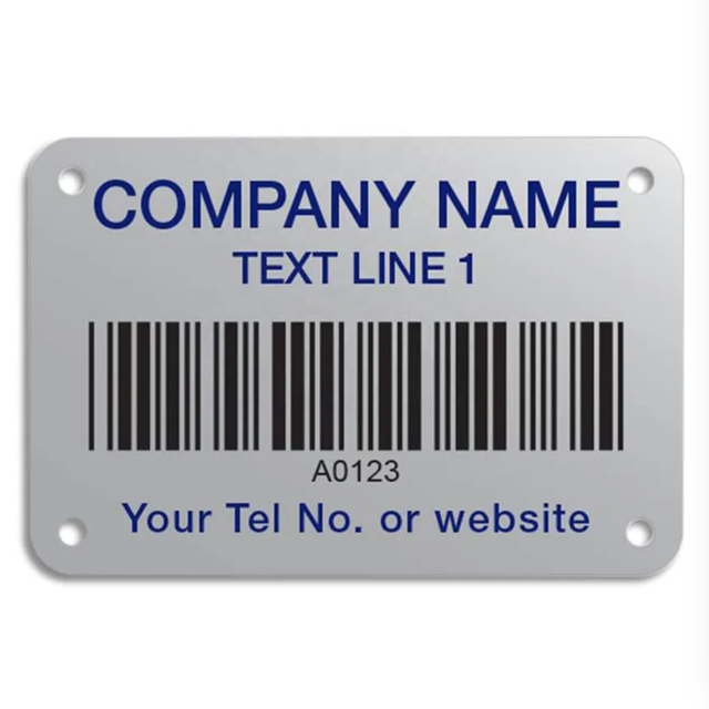 Customized Strong Adhesive Barcode Sticker Engraved Metal Label with Serial Numbers Aluminum Barcode Label