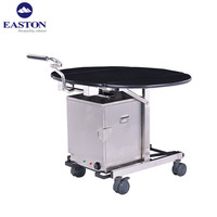 Chariot de service en chambre d'hôtel EASTON, pliable, avec cadre en acier inoxydable brossé, plateau en MDF, chariot de salle à manger 1070x910mm