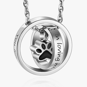 Collar con Urna para Cenizas <span class=keywords><strong>de</strong></span> Mascotas, <span class=keywords><strong>de</strong></span> Acero Inoxidable, con Huellas <span class=keywords><strong>de</strong></span> Patas, Joyería <span class=keywords><strong>de</strong></span> Cremación con <span class=keywords><strong>la</strong></span> Frase 'Dejaste Huellas <span class=keywords><strong>de</strong></span> Patas en Mi Corazón' - Product Image 1