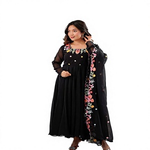 Presenting New Designer Collection In Faux Georgette With Embroidery Work Gown And Dupatta Set Fully Stitched Ready To Wear - Product Image 1