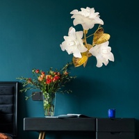 Lampe murale de luxe en cuivre/fer et verre/céramique, style européen haut de gamme, nouveau modèle artistique, grand design floral LED