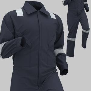 <span class=keywords><strong>Salopette</strong></span> de travail en pur coton à envoi rapide avec bandes réfléchissantes Combinaison de travail de sécurité Bleu marine - Product Image 1