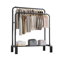 Porte-vêtements et étagères à chaussures en métal pour chambre à coucher, support de rangement flexible pour vêtements, porte-manteau durable à double barre avec crochet