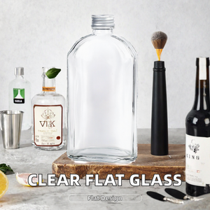 Clear <b>Flat</b> Glass Juice Beverage <b>Bottles</b> Transparent Gin & Spirits Screw Cap Alcoholic Beverages 200ml - Product Image 2