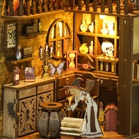 Миниатюрный домик-конструктор DIY: 3D деревянный пазл, подставка для книг, кукольный домик, фэнтезийный уголок для чтения, деревянный мини-домик на Рождество