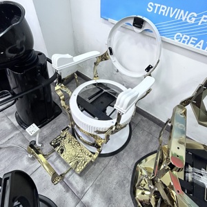 Cadeira de Barbeiro Moderna com Estrutura em Aço Inoxidável e Bomba Hidráulica Portátil para Escola, Salão de Beleza, Hospital e Móveis de Hotel - Product Image 6