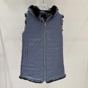 <span class=keywords><strong>Gilet</strong></span> en fourrure de <span class=keywords><strong>lapin</strong></span> Rex véritable réversible tendance, veste en fourrure de chinchilla pour femmes, veste à capuche en fourrure pour 2026 - Product Image 2