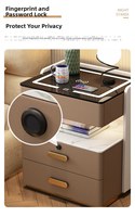 Table de chevet moderne intelligente, directement du fabricant, avec plateau en verre trempé, 3 tiroirs, charge sans fil, pour appartement, maison, chambre, hôtel