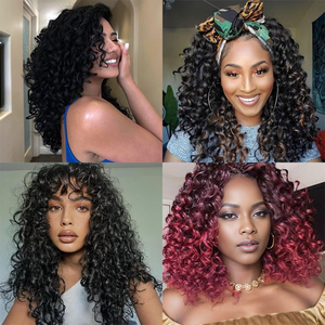 <span class=keywords><strong>Trenzas</strong></span> de ganchillo de rastas <span class=keywords><strong>africanas</strong></span> americanas sintéticas, Rollo corto de 18 pulgadas, tres hebras, pelo de ganchillo GoGo Curl - Product Image 2