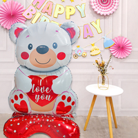 Vente en gros Ballon film aluminium grand dessin animé amour ours Décoration fête d'anniversaire mariage