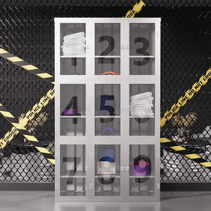 Armoire de rangement de style industriel, armoire de présentation et de rangement pour casques, figurines, salle de sport, studio de danse, sports et remise en forme, casier en fer - Product Image 3