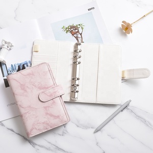Organizador de cuero PU <span class=keywords><strong>a5</strong></span>, carpeta de <span class=keywords><strong>6</strong></span> anillas, ahorro de efectivo, sobre, planificador económico, carpeta de mármol a6 - Product Image 3