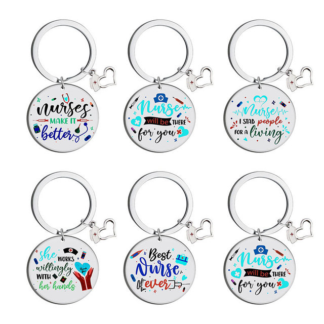 Personalities DIY Pendant 25mm-30mm Round Stainless Steel Print Keychain Promotional Carabiners & Keychains