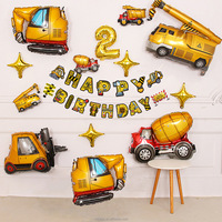 Kit de fête d'anniversaire pour garçons, thème Construction, Halloween, Pâques, décorations camion benne, ballons, guirlande, décoration de gâteau, baby shower