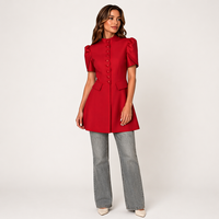 A12242 Boutique de vêtements pour femmes, vêtements de rue pour femmes, chemisier à manches courtes, hauts sexy, design unique, chemise à col montant