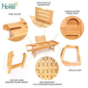 Chân gấp/Hoàn Toàn Có Thể Điều Chỉnh Bồn Tắm <span class=keywords><strong>Caddy</strong></span> và Giường Khay Combo-Cao Cấp Tre Gỗ, điện thoại Máy Tính Bảng và Rượu Vang Chủ Sở Hữu - Product Image 5