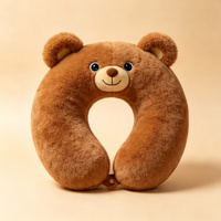 Coussin de voyage en peluche en forme d'animal mignon pour le cou, confortable et doux pour avion et voiture