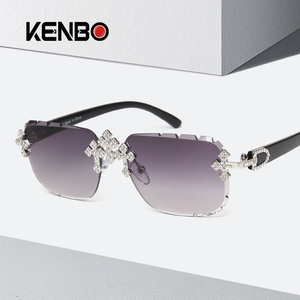 Kenbo 2025 New Arrival không có vành vuông Sunglasses Bling kim cương kim loại khung New phong cách thời trang dành cho nam giới và phụ nữ - Product Image 1