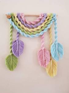 Décoration murale en macramé tissé pour la maison, style bohème, en coton coloré, feuille, pour chambre à coucher, salon - Product Image 2