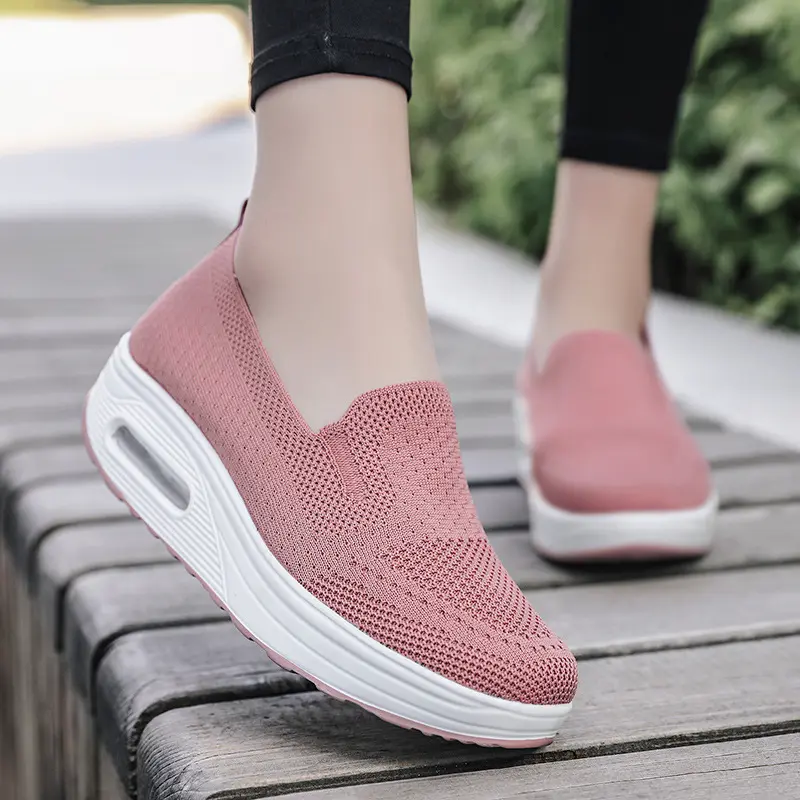 manufacturers flying knit black big size new style fashion brand name sneaker ladies running for women casual sports shoes