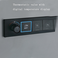 Ensemble de douche de salle de bain de luxe système de robinet de douche à effet pluie numérique ensemble de douche thermostatique en laiton noir mat