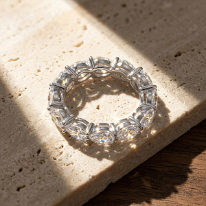S925 Sterling <b>Silver</b> Moissanite Eternity <b>Band</b> <b>Ring</b> Pear Cut Moissanite Stackable Finger <b>Ring</b> For Women Fine Jewelry Gift - Product Image 6