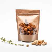 Refermable Kraft Papier Alimentaire Café Emballage Sac À Fermeture Éclair Avant Papier Kraft Transparent Pochette Ziplock En Plastique Stand Up Pouch