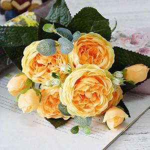 Flores artificiales de peonía, rosa de té, camelia, flores de seda falsas para decoración de bodas, hogar y jardín. - Product Image 6