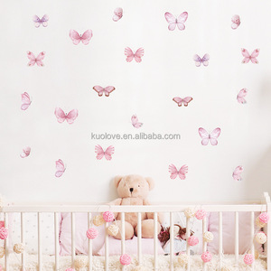Pegatinas de <span class=keywords><strong>pared</strong></span> voladoras de mariposa Rosa acuarela, decoración de sala de estar <span class=keywords><strong>para</strong></span> habitación de niños, papel tapiz, pegatinas autoadhesivas DIY - Product Image 3