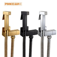 Douchette WC murale carrée en acier inoxydable avec inverseur, finition chromée, ensemble Shattaf, garantie 3 ans, installation facile