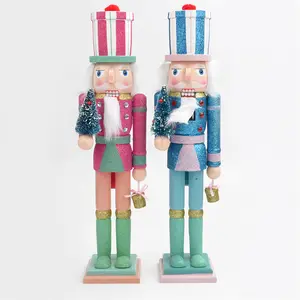 Wholesale Pink Party Decoration Wooden Soldier Nutcracker Ornaments Nutcracker Dolls for Christmas Decoration