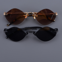 Lunettes de soleil œil-de-chat de luxe sans monture en titane, verres dégradés marron, logo personnalisé, fabricant de lunettes OEM ODM sous marque privée