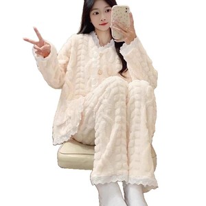<span class=keywords><strong>Pigiama</strong></span> invernale da donna <span class=keywords><strong>con</strong></span> scollo a V e bordo in pizzo, in <span class=keywords><strong>pile</strong></span>, caldo e spesso, vestibilità ampia, <span class=keywords><strong>con</strong></span> <span class=keywords><strong>bottoni</strong></span> delicati e ampie tasche laterali, per la casa - Product Image 6