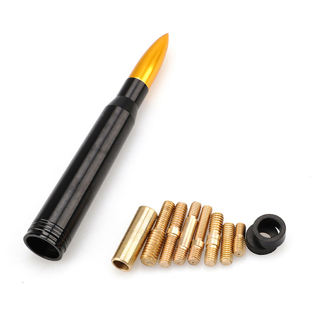 Black Anode 10pcs Accessories Car Modification Parts Auto Roof Antenna Personality Universal Aluminum Bullet Antenna