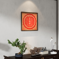 Tableau mural en laiton fait main, calligraphie sur cadre en noyer, art métallique, décoration murale porte-bonheur Feng Shui chinois, couleur cuivre, finition au four