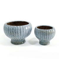 Pot de fleurs en céramique gris émaillé fait à la main en forme de lotus pour la décoration du salon, de l'hôtel et du jardin